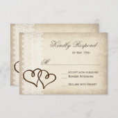 Rustikales Land Doppelherzen Hochzeit RSVP Karten (Vorne/Hinten)