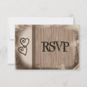 Rustikales Land Doppelherzen Hochzeit RSVP Karten (Rückseite)