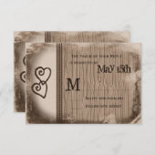 Rustikales Land Doppelherzen Hochzeit RSVP Karten (Vorne/Hinten)