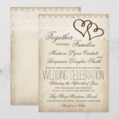 Rustikales Land Doppelherzen Hochzeitseinladungen Einladung (Vorne/Hinten)