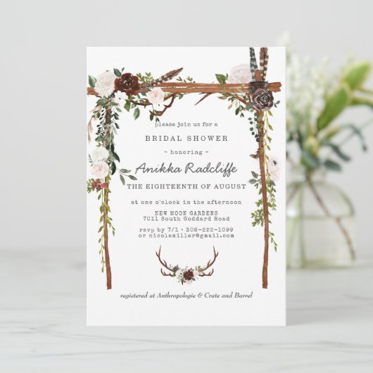 Rustikales Land | Einladung zur Brautdusche (Stehend Vorderseite)