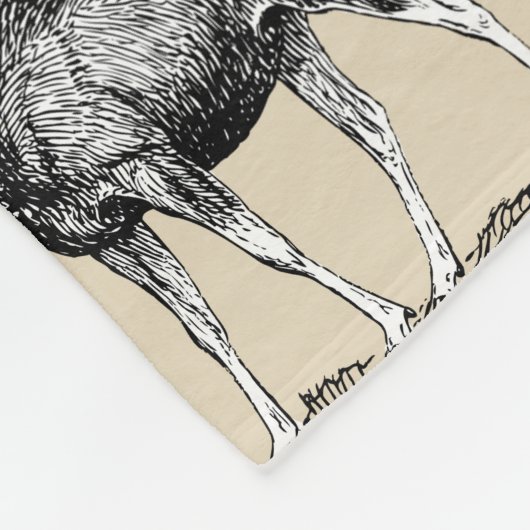 Rustikales Land Elche Illustration & Taupe Fleecedecke (Ecke)