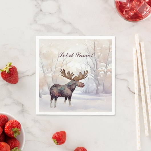 Rustikales Land Elche in einem schneebedeckten Wal Serviette (Beispiel)