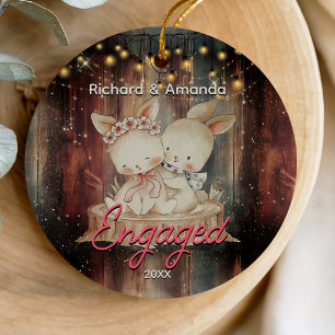 Rustikales Land erste Weihnachten verlobt Keramik Ornament