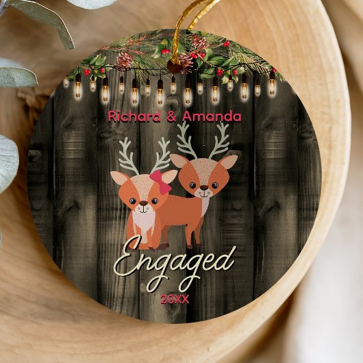 Rustikales Land erste Weihnachtsfeier Verlobung Keramik Ornament