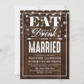 Rustikales Land essen Drink & Verheiratet Hochzeit Einladung (Vorderseite)