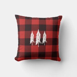 Rustikales Land Evergreen Red & Black Flannel Kari Kissen