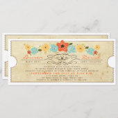 Rustikales Land Floral Ticket Tee Einladung (Vorne/Hinten)