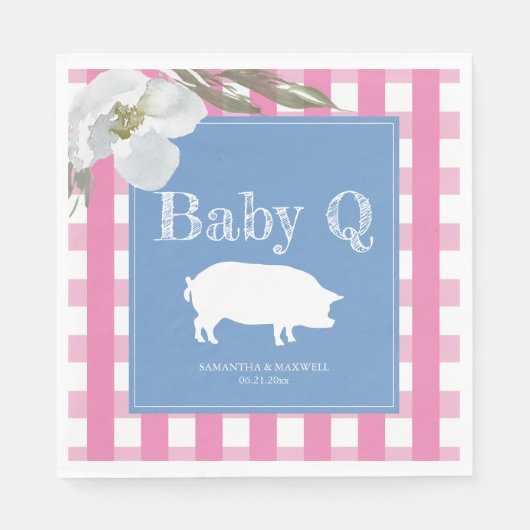 Rustikales Land Floral und Pig Gingham Babyq Serviette (Vorderseite)