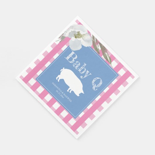 Rustikales Land Floral und Pig Gingham Babyq Serviette (Ecke)