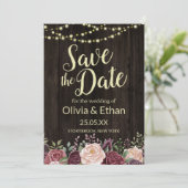 Rustikales Land florale dunkle Holzbalken Save The Date (Stehend Vorderseite)