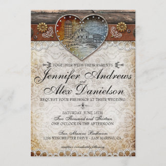Rustikales Land für Hochzeiten Einladung