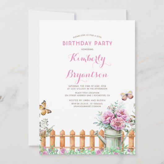 Rustikales Land | Garden Birthday Party Einladung (Vorderseite)