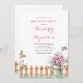 Rustikales Land | Garden Birthday Party Einladung (Vorne/Hinten)