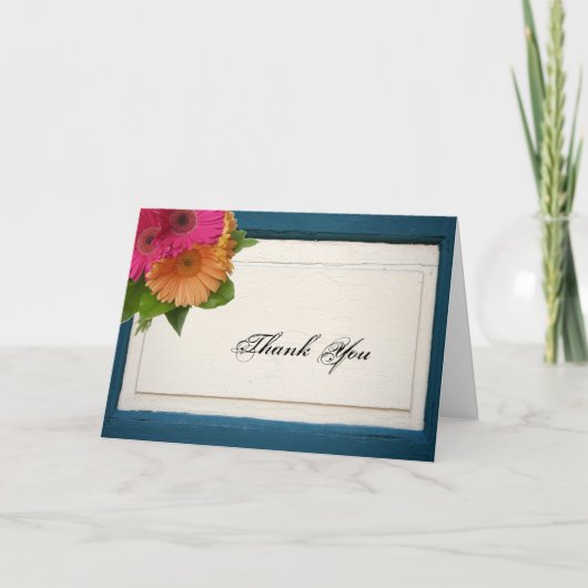 Rustikales Land gestrichen Holz Daisis Vielen Dank Dankeskarte (Vorderseite)