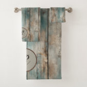 Rustikales Land getragen blaues Holzzaun Handtuch Badhandtuch Set (Insitu)