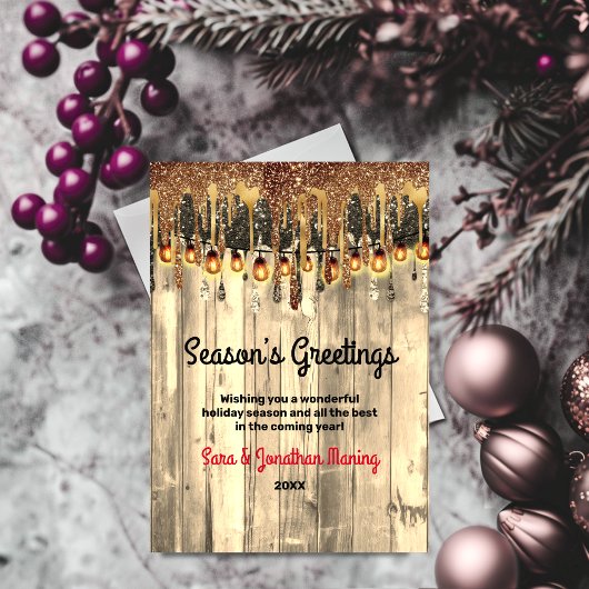 Rustikales Land Gold Glitzer Tropfen Weihnachten