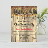 Rustikales Land Gold Glitzer Tropfen Weihnachts-Pa Einladung (Stehend Vorderseite)