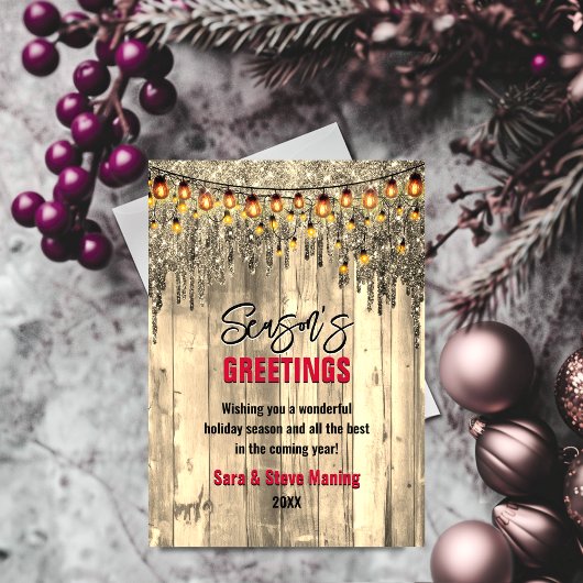 Rustikales Land Gold Glitzer Weihnachten Gruß