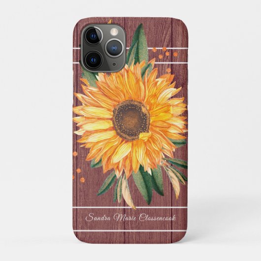 Rustikales Land Golden Sunflower Brown Wood Case-Mate iPhone Hülle (Rückseite)