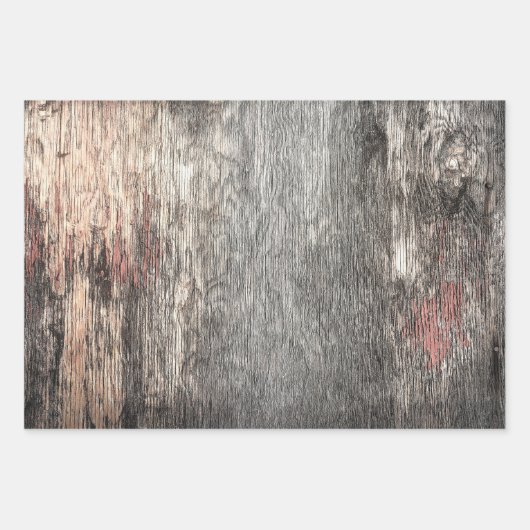 Rustikales Land Grau Beige Textur Holzkörner Geschenkpapier Set (Vorderseite 3)