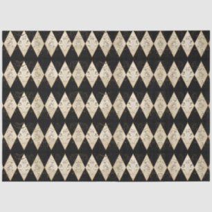 Rustikales Land Harlequin Black und Tan Decoupage Seidenpapier