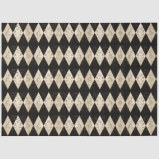 Rustikales Land Harlequin Black und Tan Decoupage Seidenpapier