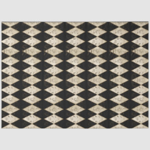 Rustikales Land Harlequin Tan und schwarze Decoupa Seidenpapier