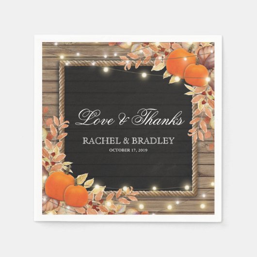Rustikales Land Herbstlichter Hochzeiten Serviette (Vorderseite)