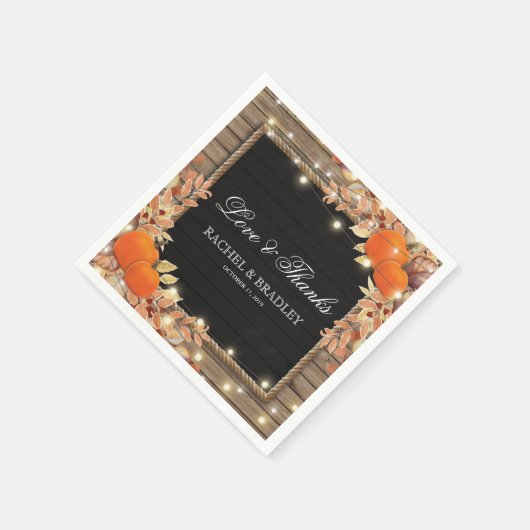 Rustikales Land Herbstlichter Hochzeiten Serviette (Ecke)
