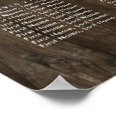 Rustikales Land Hochzeit 25 Tabelle Übersicht Poster (Ecke)