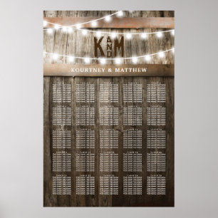 Rustikales Land Hochzeit 25 Tabelle Übersicht Poster