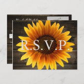 Rustikales Land Hochzeit Holz & Sonnenblumen UAWG Einladungspostkarte (Vorne/Hinten)