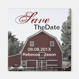 rustikales Land Hochzeit roten Stall Save the Date Magnet