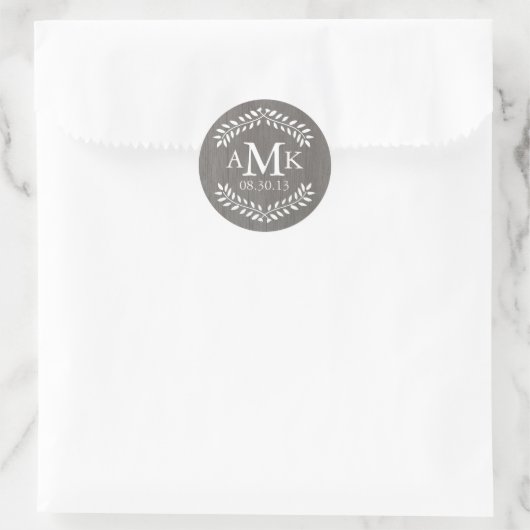 Rustikales Land Hochzeitmonogramm Stickers (Tasche)