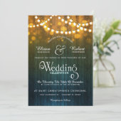 Rustikales Land Hochzeitslichtern Einladung (Stehend Vorderseite)