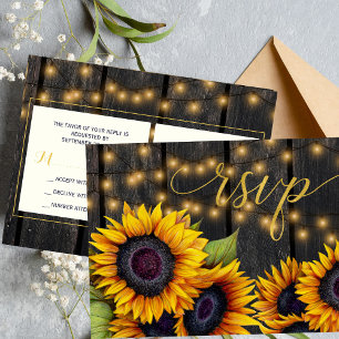 Rustikales Land Hochzeitssonne Sonnenblumen Holz U Einladungspostkarte