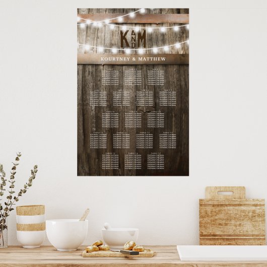 Rustikales Land Hochzeitstabelle Poster (Küche)