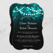 Rustikales Land Hochzeitszittel türkis Einladung (Vorne/Hinten)