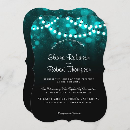 Rustikales Land Hochzeitszittel türkis Einladung (Vorne/Hinten)