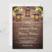 Rustikales Land Holz hängende Lanterns Hochzeit Einladung (Vorderseite)