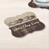 Rustikales Land Holz Herz-Lichter Hochzeit Untersetzer (angewinkelt)