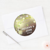 Rustikales Land Holz Mason Jar String Lights Tree Runder Aufkleber (Umschlag)