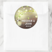 Rustikales Land Holz Mason Jar String Lights Tree Runder Aufkleber (Tasche)