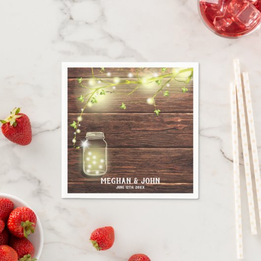 Rustikales Land Holz Mason Jar String Lights Tree Serviette (Beispiel)