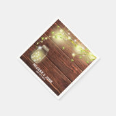 Rustikales Land Holz Mason Jar String Lights Tree Serviette (Ecke)