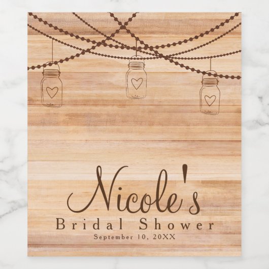 Rustikales Land Holz & Mason Jars Barn Wedding Wei Weinetikett (Einzelnes Label)