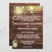 Rustikales Land Holz Mason Streichellichter Hochze Einladung (Vorne/Hinten)