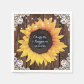 Rustikales Land Holz Spitzen Sonnenblumen Hochzeit Serviette (Vorderseite)