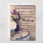 Rustikales Land Holz und Blume Hochzeit Einladung (Vorderseite)